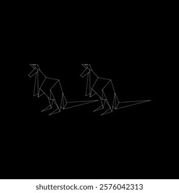 Pair Kangaroo Polygonal Lines, can use for Logo, Pictogram, Animal Figure, Website, Apps, or Graphic Design Element. Vector Illustration