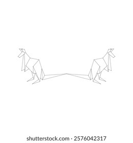 Pair Kangaroo Polygonal Lines, can use for Logo, Pictogram, Animal Figure, Website, Apps, or Graphic Design Element. Vector Illustration