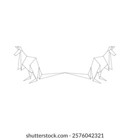 Pair Kangaroo Polygonal Lines, can use for Logo, Pictogram, Animal Figure, Website, Apps, or Graphic Design Element. Vector Illustration