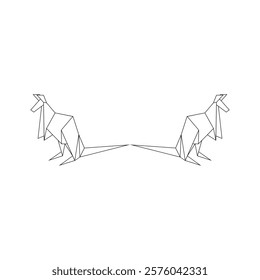 Pair Kangaroo Polygonal Lines, can use for Logo, Pictogram, Animal Figure, Website, Apps, or Graphic Design Element. Vector Illustration