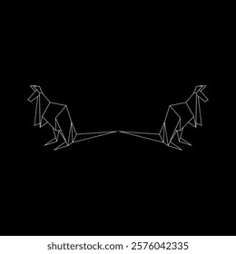 Pair Kangaroo Polygonal Lines, can use for Logo, Pictogram, Animal Figure, Website, Apps, or Graphic Design Element. Vector Illustration