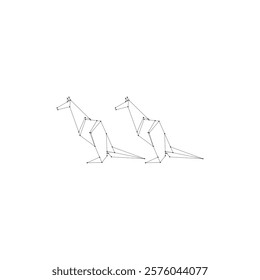 Pair Kangaroo Polygonal Lines, can use for Logo, Pictogram, Animal Figure, Website, Apps, or Graphic Design Element. Vector Illustration