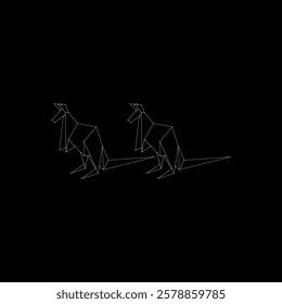 Pair Kangaroo Polygonal Lines, can use for Logo, Pictogram, Animal Figure, Website, Apps, or Graphic Design Element. Vector Illustration