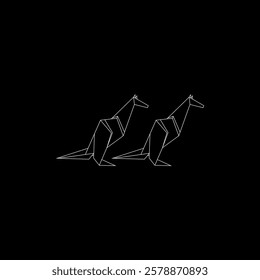 Pair Kangaroo Polygonal Lines, can use for Logo, Pictogram, Animal Figure, Website, Apps, or Graphic Design Element. Vector Illustration