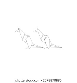 Pair Kangaroo Polygonal Lines, can use for Logo, Pictogram, Animal Figure, Website, Apps, or Graphic Design Element. Vector Illustration