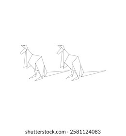 Pair Kangaroo Polygonal Lines, can use for Logo, Pictogram, Animal Figure, Website, Apps, or Graphic Design Element. Vector Illustration