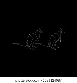 Pair Kangaroo Polygonal Lines, can use for Logo, Pictogram, Animal Figure, Website, Apps, or Graphic Design Element. Vector Illustration