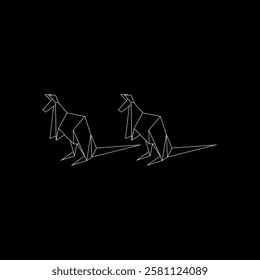 Pair Kangaroo Polygonal Lines, can use for Logo, Pictogram, Animal Figure, Website, Apps, or Graphic Design Element. Vector Illustration