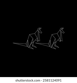 Pair Kangaroo Polygonal Lines, can use for Logo, Pictogram, Animal Figure, Website, Apps, or Graphic Design Element. Vector Illustration