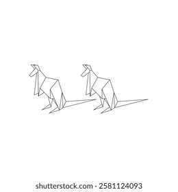 Pair Kangaroo Polygonal Lines, can use for Logo, Pictogram, Animal Figure, Website, Apps, or Graphic Design Element. Vector Illustration