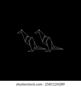 Pair Kangaroo Polygonal Lines, can use for Logo, Pictogram, Animal Figure, Website, Apps, or Graphic Design Element. Vector Illustration