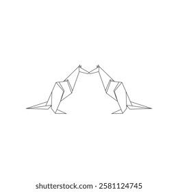 Pair Kangaroo Polygonal Lines, can use for Logo, Pictogram, Animal Figure, Website, Apps, or Graphic Design Element. Vector Illustration