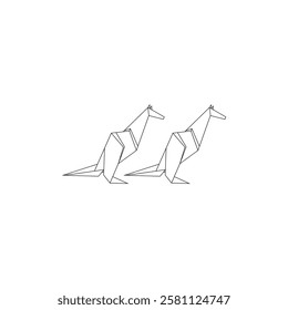 Pair Kangaroo Polygonal Lines, can use for Logo, Pictogram, Animal Figure, Website, Apps, or Graphic Design Element. Vector Illustration