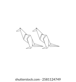 Pair Kangaroo Polygonal Lines, can use for Logo, Pictogram, Animal Figure, Website, Apps, or Graphic Design Element. Vector Illustration