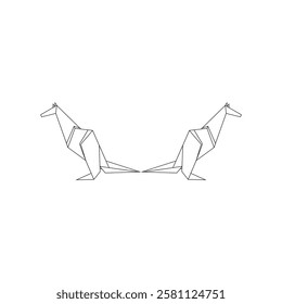 Pair Kangaroo Polygonal Lines, can use for Logo, Pictogram, Animal Figure, Website, Apps, or Graphic Design Element. Vector Illustration