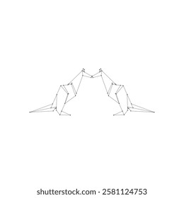 Pair Kangaroo Polygonal Lines, can use for Logo, Pictogram, Animal Figure, Website, Apps, or Graphic Design Element. Vector Illustration