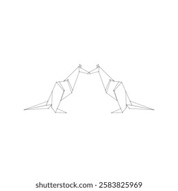 Pair Kangaroo Polygonal Lines, can use for Logo, Pictogram, Animal Figure, Website, Apps, or Graphic Design Element. Vector Illustration