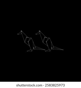 Pair Kangaroo Polygonal Lines, can use for Logo, Pictogram, Animal Figure, Website, Apps, or Graphic Design Element. Vector Illustration