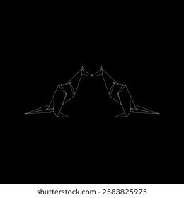 Pair Kangaroo Polygonal Lines, can use for Logo, Pictogram, Animal Figure, Website, Apps, or Graphic Design Element. Vector Illustration