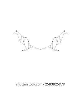 Pair Kangaroo Polygonal Lines, can use for Logo, Pictogram, Animal Figure, Website, Apps, or Graphic Design Element. Vector Illustration