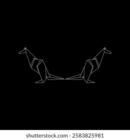 Pair Kangaroo Polygonal Lines, can use for Logo, Pictogram, Animal Figure, Website, Apps, or Graphic Design Element. Vector Illustration