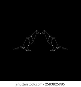 Pair Kangaroo Polygonal Lines, can use for Logo, Pictogram, Animal Figure, Website, Apps, or Graphic Design Element. Vector Illustration