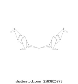 Pair Kangaroo Polygonal Lines, can use for Logo, Pictogram, Animal Figure, Website, Apps, or Graphic Design Element. Vector Illustration