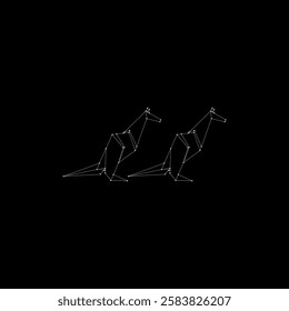 Pair Kangaroo Polygonal Lines, can use for Logo, Pictogram, Animal Figure, Website, Apps, or Graphic Design Element. Vector Illustration