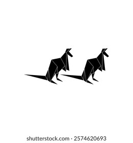 Pair Kangaroo Shape Inspired by Origami Form, can use for Logo, Pictogram, Animal Figure, Website, Apps, or Graphic Design Element. Vector Illustration