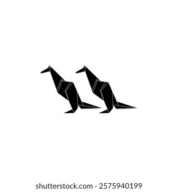 Pair Kangaroo Shape Inspired by Origami Form, can use for Logo, Pictogram, Animal Figure, Website, Apps, or Graphic Design Element. Vector Illustration