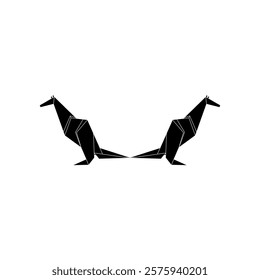 Pair Kangaroo Shape Inspired by Origami Form, can use for Logo, Pictogram, Animal Figure, Website, Apps, or Graphic Design Element. Vector Illustration