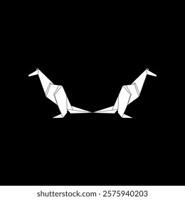 Pair Kangaroo Shape Inspired by Origami Form, can use for Logo, Pictogram, Animal Figure, Website, Apps, or Graphic Design Element. Vector Illustration