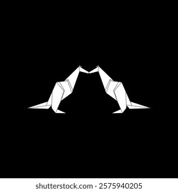 Pair Kangaroo Shape Inspired by Origami Form, can use for Logo, Pictogram, Animal Figure, Website, Apps, or Graphic Design Element. Vector Illustration