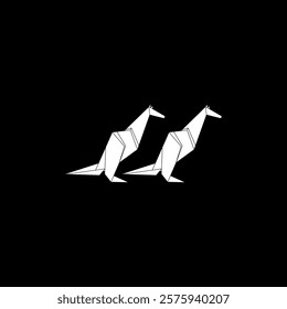 Pair Kangaroo Shape Inspired by Origami Form, can use for Logo, Pictogram, Animal Figure, Website, Apps, or Graphic Design Element. Vector Illustration