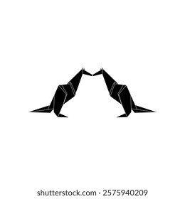 Pair Kangaroo Shape Inspired by Origami Form, can use for Logo, Pictogram, Animal Figure, Website, Apps, or Graphic Design Element. Vector Illustration