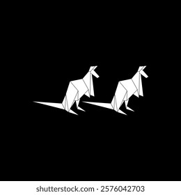 Pair Kangaroo Shape Inspired by Origami Form, can use for Logo, Pictogram, Animal Figure, Website, Apps, or Graphic Design Element. Vector Illustration