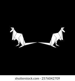 Pair Kangaroo Shape Inspired by Origami Form, can use for Logo, Pictogram, Animal Figure, Website, Apps, or Graphic Design Element. Vector Illustration