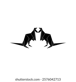 Pair Kangaroo Shape Inspired by Origami Form, can use for Logo, Pictogram, Animal Figure, Website, Apps, or Graphic Design Element. Vector Illustration