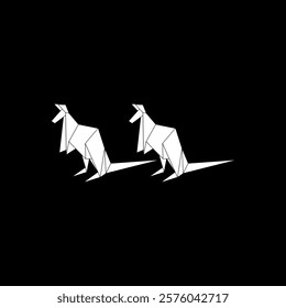 Pair Kangaroo Shape Inspired by Origami Form, can use for Logo, Pictogram, Animal Figure, Website, Apps, or Graphic Design Element. Vector Illustration