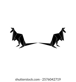 Pair Kangaroo Shape Inspired by Origami Form, can use for Logo, Pictogram, Animal Figure, Website, Apps, or Graphic Design Element. Vector Illustration