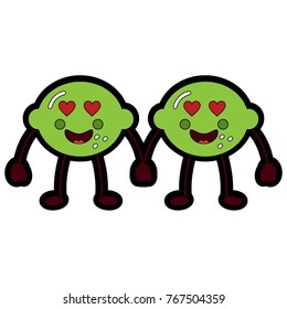 pair kawaii lemon cartoon cheerful character