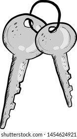 A pair of keys, illustration, vector on white background.