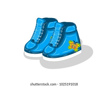 A Pair of Kids Shoes - Cartoon Vector Image