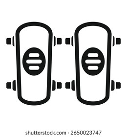 Pair of knee pads protecting knees while skating icon in simple style isolated on white background