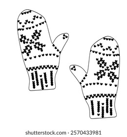 a pair of knitted mittens with a Norwegian pattern