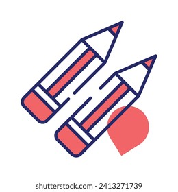 A pair of Lead pencils vector in trendy design style, isolated on white background
