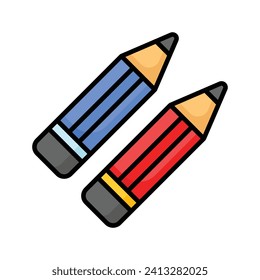 A pair of Lead pencils vector in trendy design style, isolated on white background