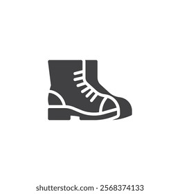 Pair of leather boots vector icon. filled flat sign for mobile concept and web design. Autumn Boots glyph icon. Symbol, logo illustration. Vector graphics