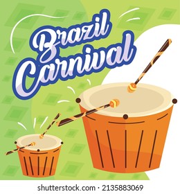 Pair of leather drums Brazil carnival template Vector