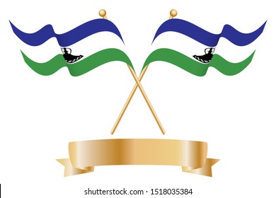 Pair of Lesotho flags for celebration